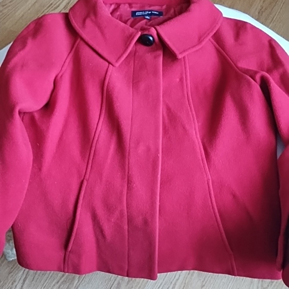 Bright Red Button-Front Wool Coat - Picture 2 of 7